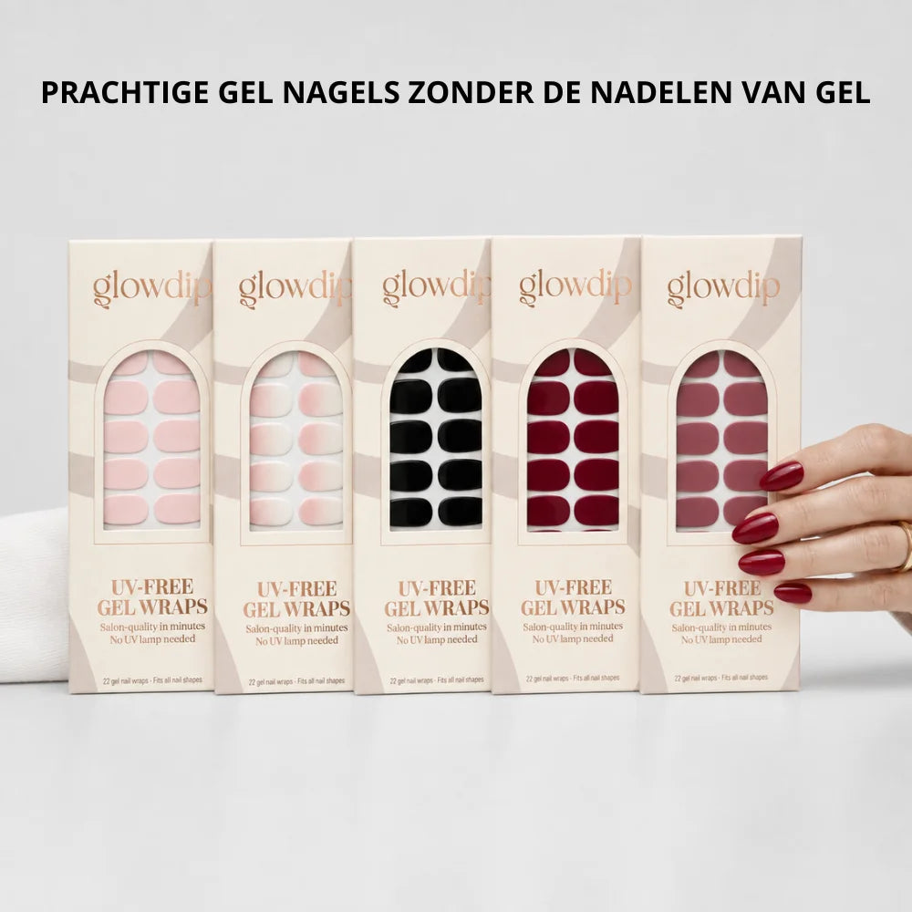 Beige dozen glow dip uv-free gel wraps in assorted pink black and burgundy shades uv-free gel wrap bundle 3 plus 1 gratis