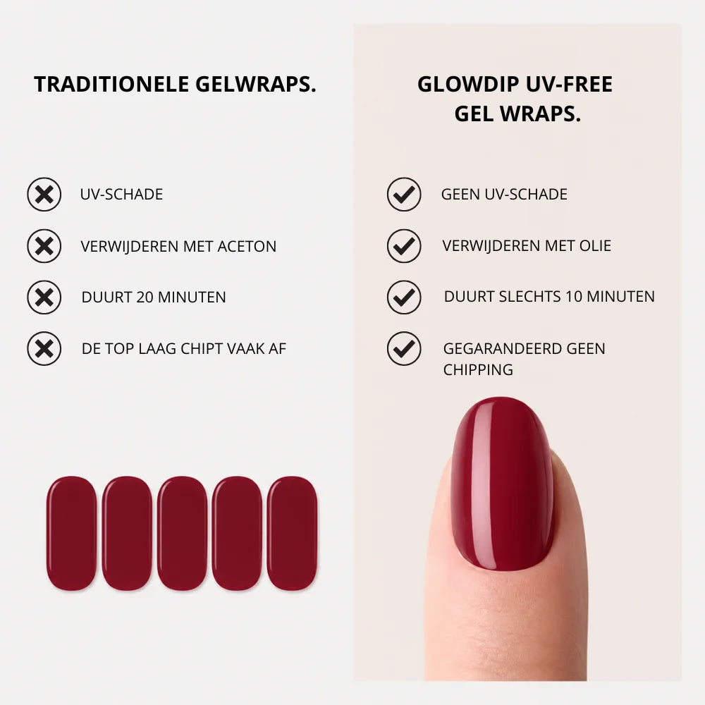 Dieprode uv-vrije gel wraps voor olieafneembare manicure met garantie tegen chippen uv-free gel wrap bundle 5+3 gratis