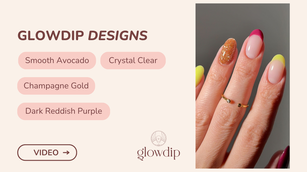 Dark Reddish Purple + Smooth Avocado + Champagne Gold + Crystal Clear