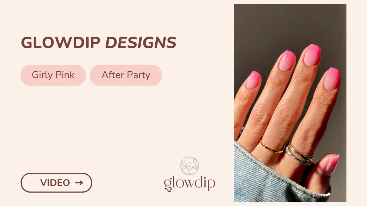Glowdip designs girly pink nail polish with after party finish perfect for a fun and stylish look