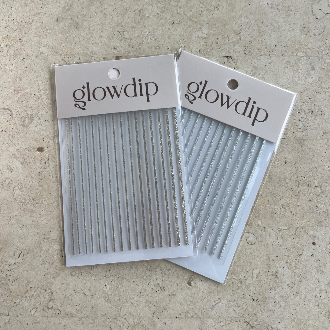 Lijnen Sticker - Zilver Glitter